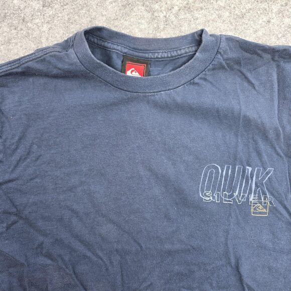 Quiksilver Shirt Mens Medium Blue Graphic Surf Skate Tee Short‎ Sleeve - Picture 3 of 13